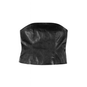 Sincerely Jules Women’s Black Faux Leather Strapless Top Clubwear Party Size M